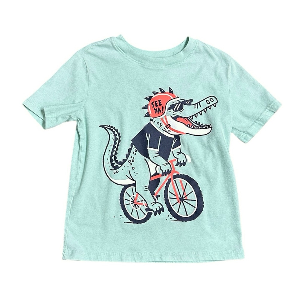 Jumping beans boys size 6 mint colored alligator on bicycle Graphic Tee